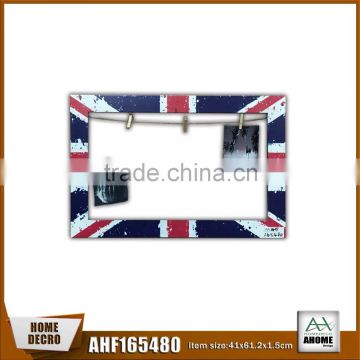 Hot Selling England Flag Wooden Wall Frame With Clips For Hanging