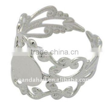 Brass Filigree Finger Ring Settings Tray Component (KK-H160-N)