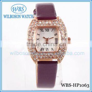 Fashion elegance woman watch with leather band