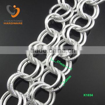 3.2mm double row silver chain with curved line 27mm