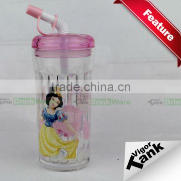 Plastic Kids Mug Cup Wholesale with Drinking Straw