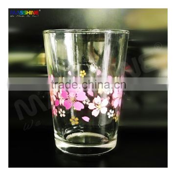Flower Printed Glass Cup with Decal paper