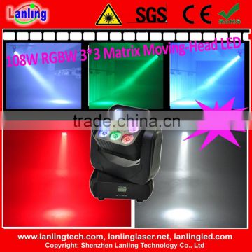 108W RGBW 3*3 Matrix Moving-Head LED light for stage club