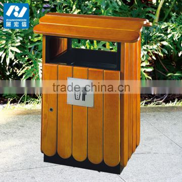 Street Garbage Bin Wooden Outdoor Trash Bin