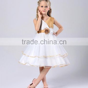 2016 fashion girl beautiful children flower girl dress white princess baby girl wedding dress for party