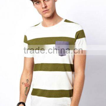 contrast chest pocket stripe tee shirt