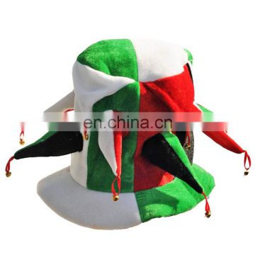 MCH-1247 Party Carnival funny velvet wholesale adult Bulgaria flag color Joker Hat with bells