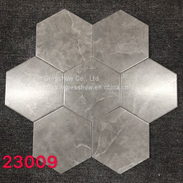 20x23cm Gray Marble Hexagon Ceramic Tile