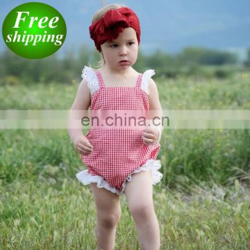 2019 new Baby Bodysuit Baby Climbing Suit Baby Plaid Lace Bodysuits Girl Backless Bodysuit Onesie