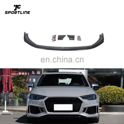 RS4 Carbon Fiber Front Lip with Winglets for Audi RS4 B9 Avant 2018-2020