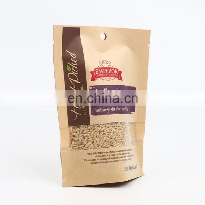Custom printed 100% biodegradable stand up bags compostable kraft paper pouch with window