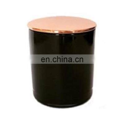 black candle jar with metal lid