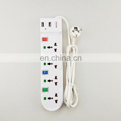 Hot sell Manufacture Universal UK standard 220V power extension socket with USB Independent switch