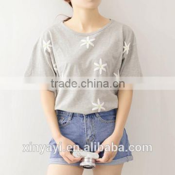 2015 Korean style flower short t shirt for girl from alibaba China