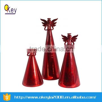 LED lighted battery operated RED Christmas tree with angle topper decoration