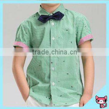 short sleeve shirts kid garment fashion formal cotten collar children bow-tie gentlemen boy shirt kid clothes