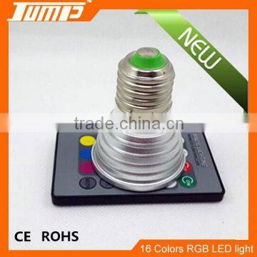 ShenZhen manufacturer 16 colors remote control E27 LED 3W RGB light