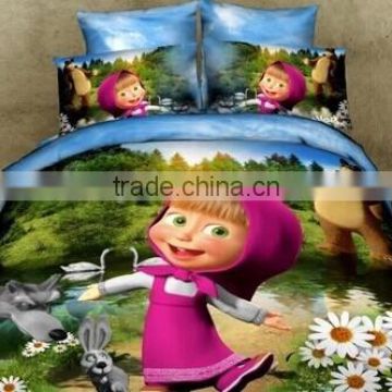 cartoon design kid bedding set with Masha and bear patterns
