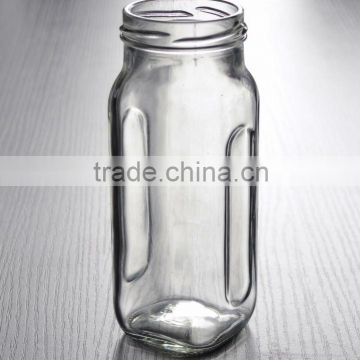 wholesale small cheap square clear glass canning jar for jam food