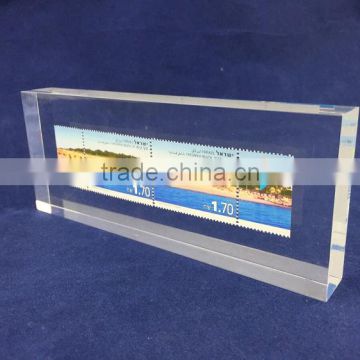Customized clear acrylic glass crystal block with stamp