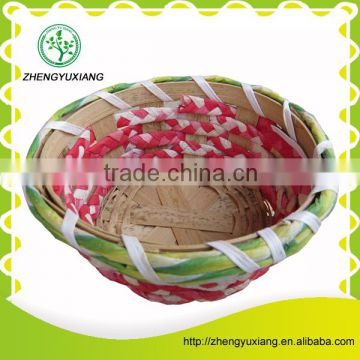 Colorful round woven home decoration bamboo basket