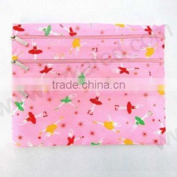 Polyester cute lady pink toiletry bag with zipper