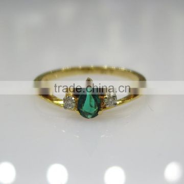 Diamond Gold Ring With Green Hydro 14K