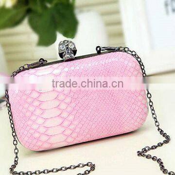 2014 Elegant Fashion shiny strap evening bags skull party bag leather evening clutch bags