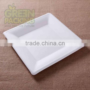 8 inch square sugarcane microwaveable biodegradable plate