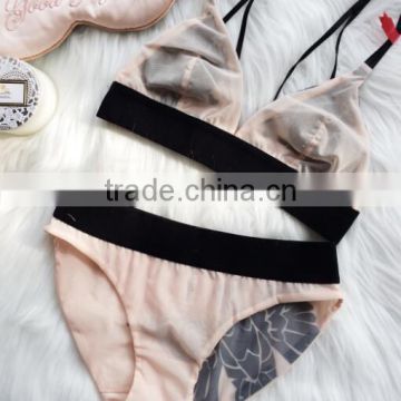 Runwaylover 5384 hot sale ladie nude sexy printed sexy bra set