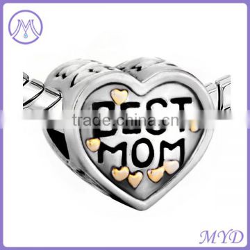 hot sale Mother and Daughter 925 sterling silver best mom heart bead for European charms bracelet
