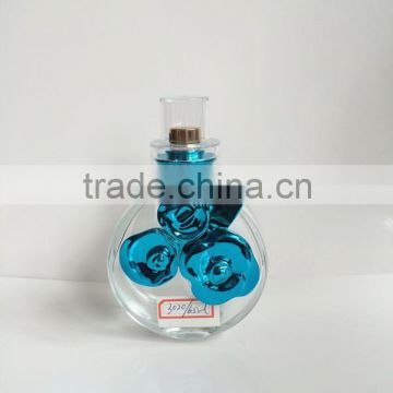 65ml glass perfume bottle, brand perfume bottle with flower decoration