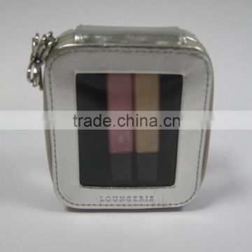 Small PU leather cosmetic bag with PVC front panel