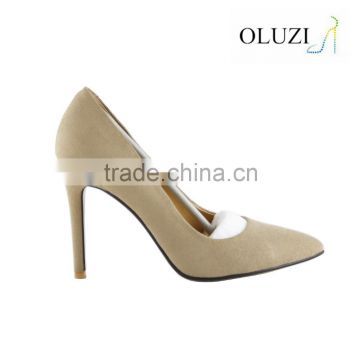 OPXG01 latest design suede upper new supplied customize rubber outsole fashion pointy toe ladies high heel shoes