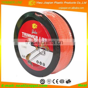 Professional Grade Dual Trimmer Line 3.0mmX1LB Dual Colors Square Twist Shape Brush Cutter Nylon Grass Trimmer Line With Spool