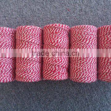 red and white striped color cotton twine for chrismas day gift packing 1.5mm baker's twine