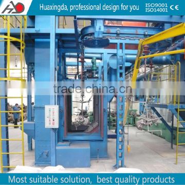 Q4810 series china supplier welding parts surface descaling batch processing overhead conveyor chain shot blasting machine