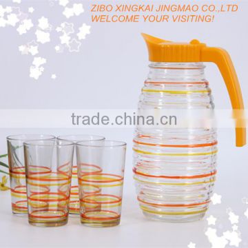 wholesale glass water pitcher set with color