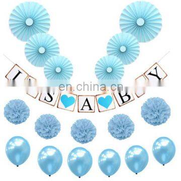 Baby shower party favors kit it's a boy banner and pom pom kit