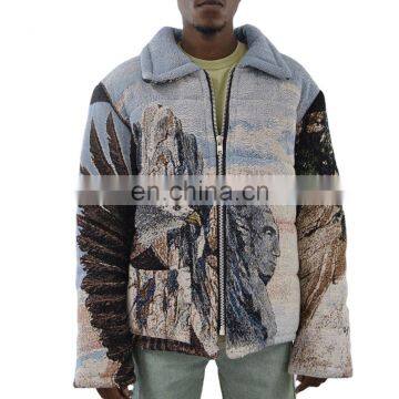 DiZNEW Oem Design Long Sleeve Polyester Cotton Jacquard Weave Mens Puffer Jacket