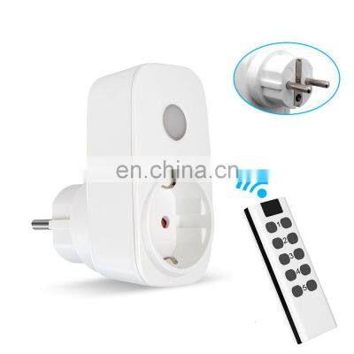 EU standard universal wireless remote control smart socket with night light RF433 remote control can pass through the wall