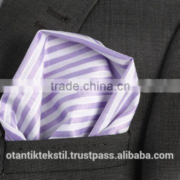 Purple Blue Striped Custom Pocket Square, Manufactoring Hankercheif,