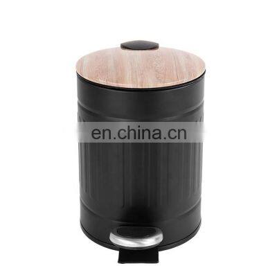 Household Embossing Design 5L Waste Bin Soft Closing Black Iron Powder Coating Pedal Bin