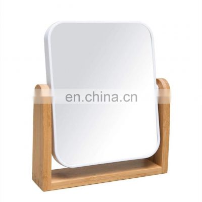 Portable Double Sided Makeup Mirror with Bamboo StandPortable Cosmetic Mirror