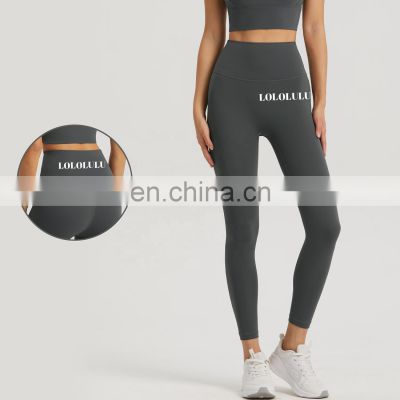 Slimming Anti Rolling Sports Pants Women Hot Sales High Waisted Yoga Leggings With Invisible Pockets