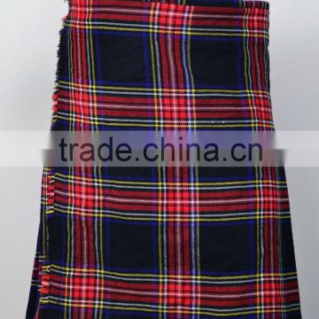 Scottish Black Stewart 5 Yard Tartan Kilt Made Of Fine Quality Tartan Material