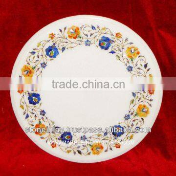 Colorful White Marble Inlay Table Top Home Decorative