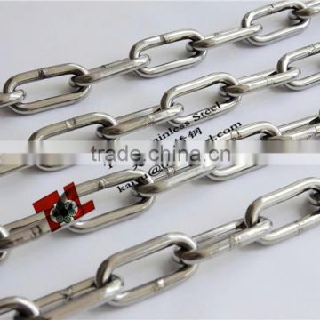 304 316 Stainless Steel DIN763 Long Link Chain Diameter 6mm