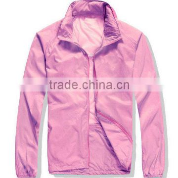 Women nylon waterproof windproof windbreaker jacket with custom design