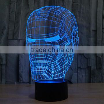 IRON MAN shape skull 3d illusion lamps acrylic Indoor USB + battery operated decorative led night light